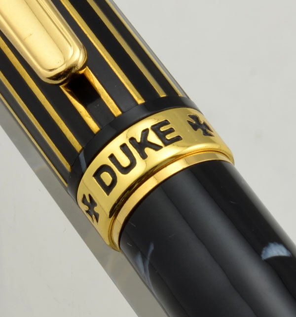 Duke Gold Medal Fountain Pen - Striped Cap, Blue Marble Italian